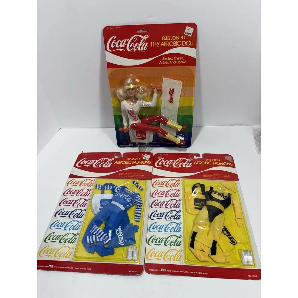 Vintage 1986 Coca Cola Aerobics Fashion Doll BBI + 2 Clothes Packing‎
